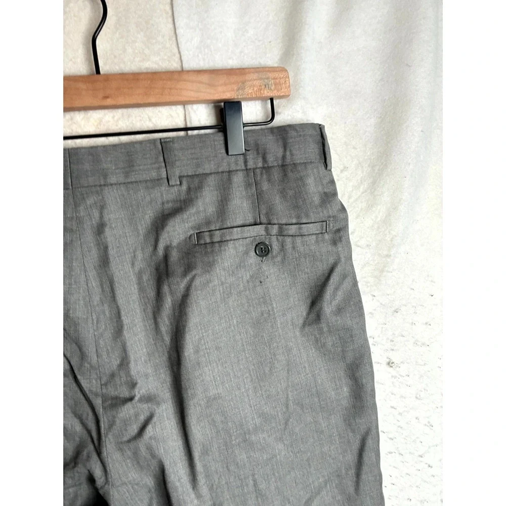 Angelico Biella Dress Pants Men 36 Gray Wool Rolled Hem Straight Business Formal